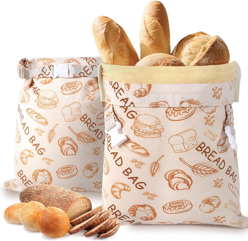 bomis Reusable Beeswax Bread Bags(2 Pack), Beeswax Bags for Sourdough/Homemade Bread, Natural Cotton Bees Wax Bag, Fresh and Refrigerable, New Upgrade Food Storage Bag, Large Capacity and Portable - Image 1